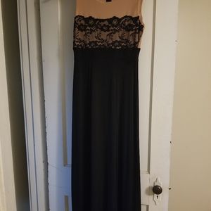 Long black/lace/peach formal dress